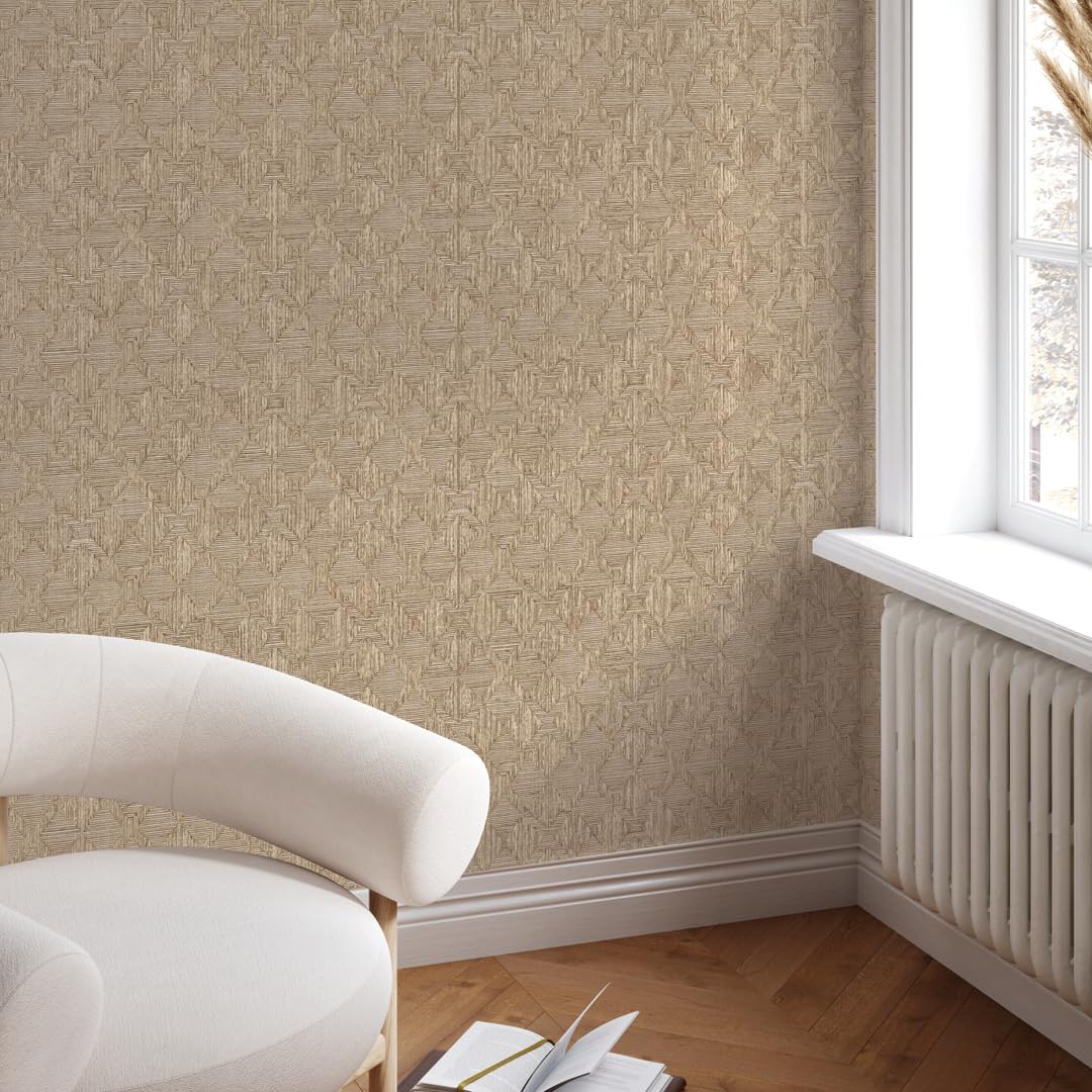 Tempaper x Jeremiah Brent Texture Hoffmann Faux Sisal Removable Peel and Stick Wallpaper, 20.5 in X 16.5 ft, Made in The USA