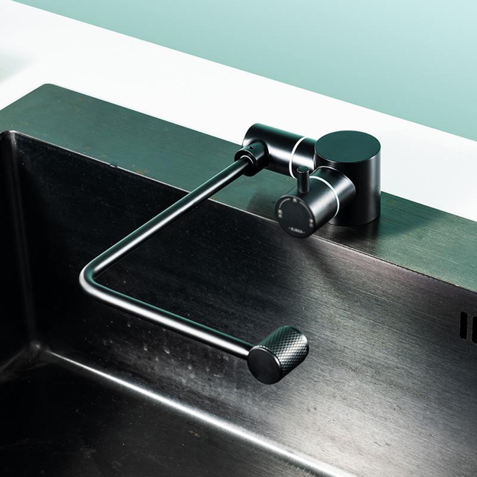 Grifo de Cocina Fregadero Abatible de 5cm 1 Hoyo Grifo Osmosis de Ggua Fria,negro