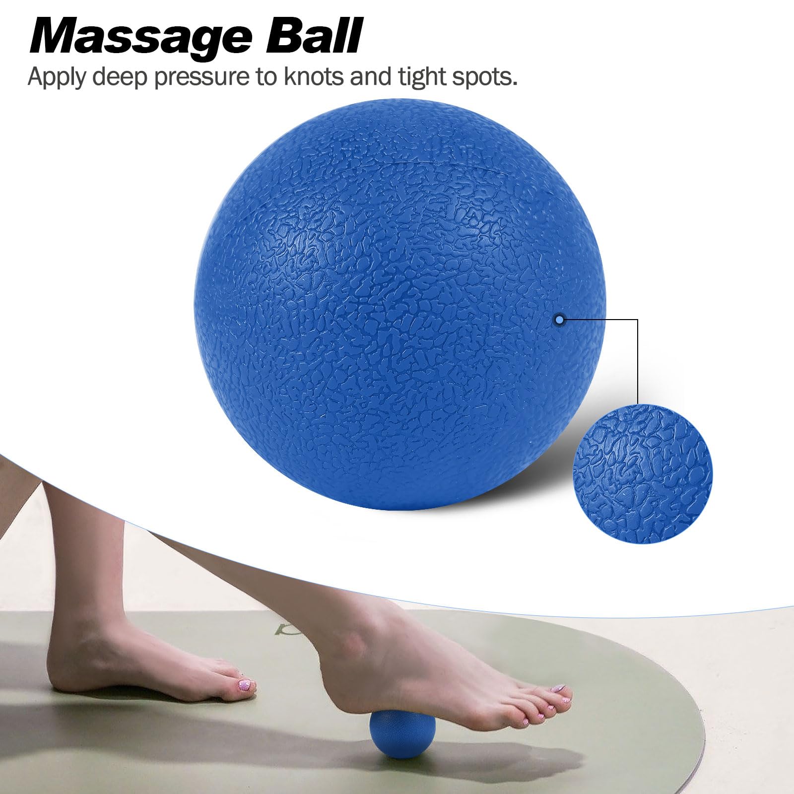 Joyenergy Juego de rodillos de espuma 5 en 1 para masaje de tejidos profundos, alivio del dolor muscular, movilidad mejorada, rodillo de espalda de alta densidad para todo el cuerpo, alivia el dolor