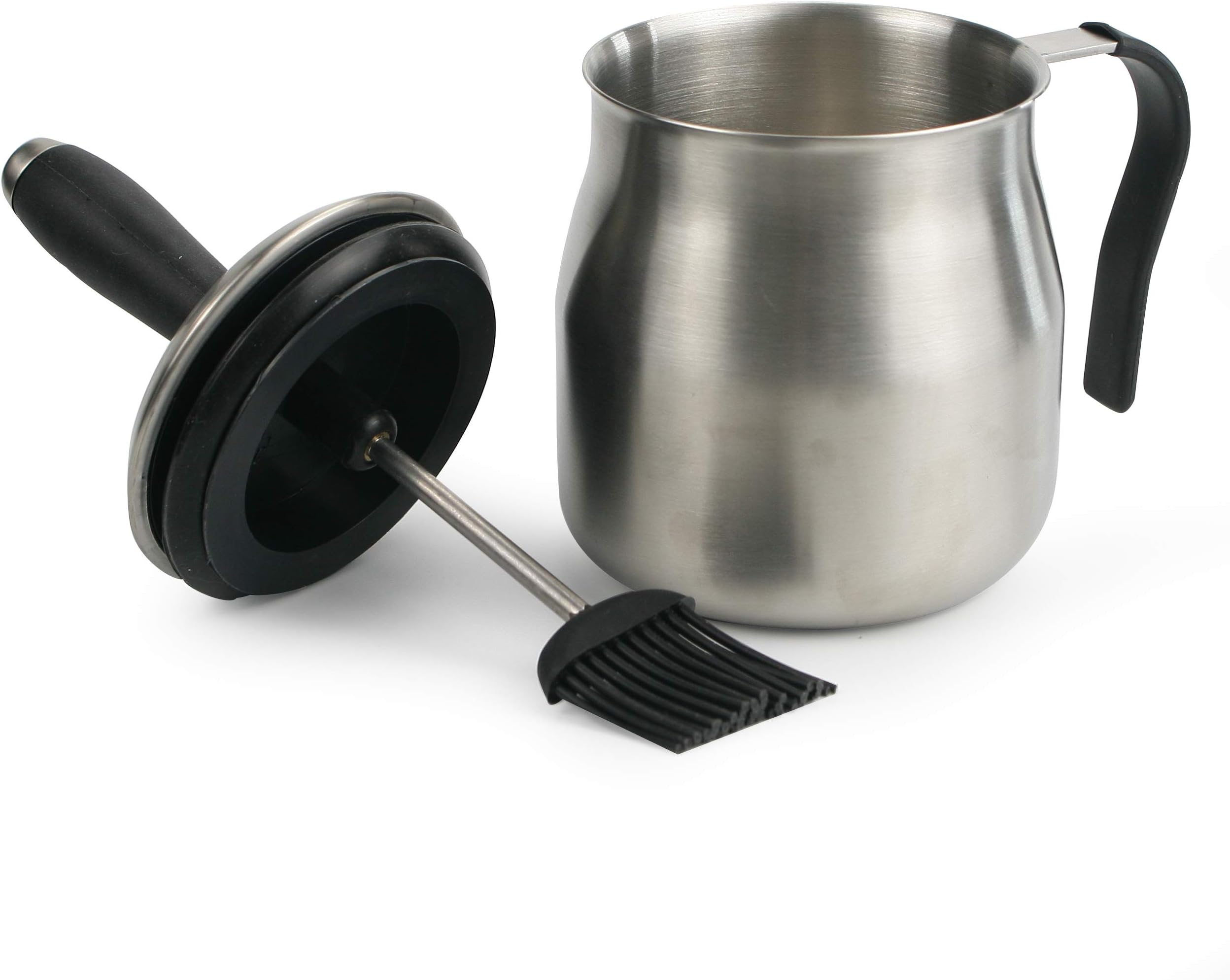 BBQ Stainless Steel Sauce Pot with Silicon Basting Brush Set - Barbecue Kitchen Accessories Cooking Food Baking Pastry Tools Oil Butter Greasing Paint Mop Grill Utensils, Large Capacity 32 OZ
