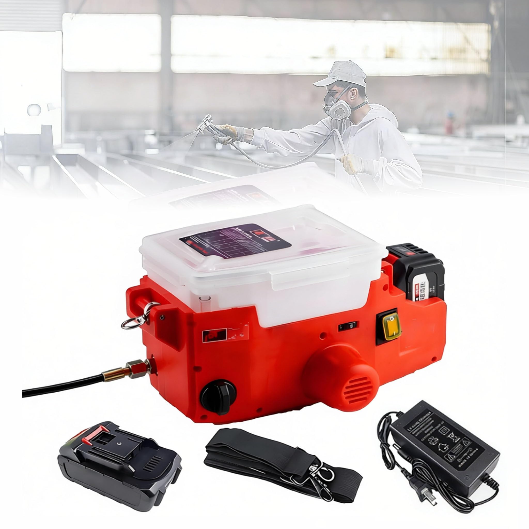YXYLJOZ High Efficiency 500W Cordless Airless Paint Sprayer - 1.7L/min Battery Powered Spray Gun for Latex, Oil & Water-based Paints - Perfect for Home Improvement