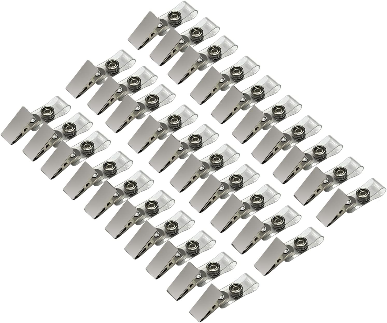 Metal Badge Clips with Clear PVC Straps for ID Cards and