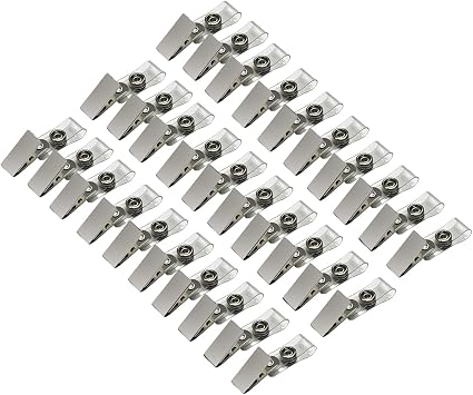 Metal Badge Clips with Clear PVC Straps for ID Cards and Badge Holders 30 Pack