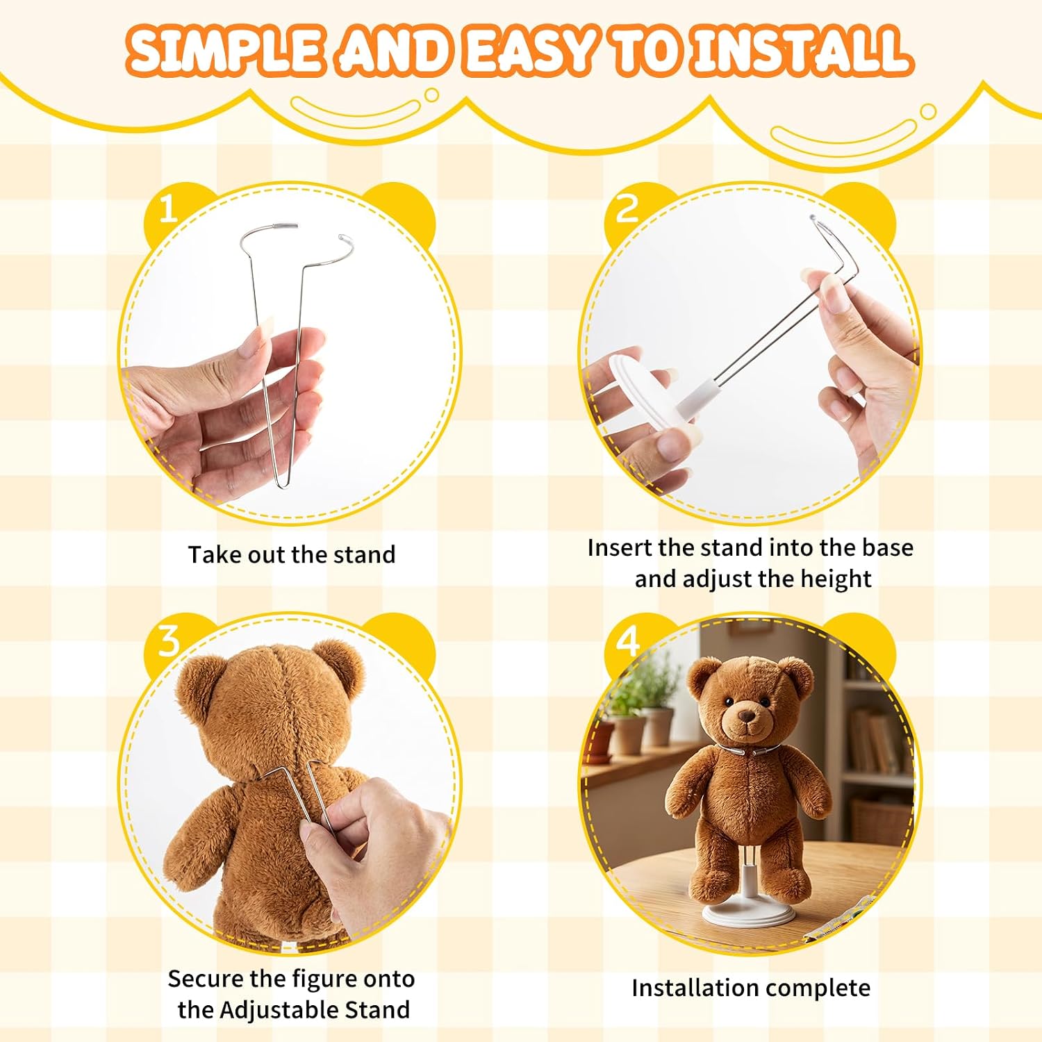 Teddy Bear Stand for Display-6 Pack | Stuffed Animal Display Holder, Doll Stands for 6-12" Dolls
