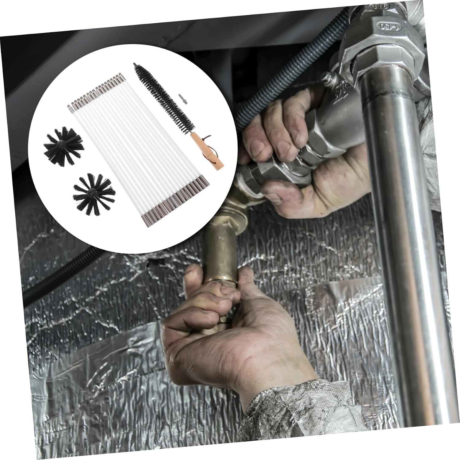 VOSAREA 2 Sets Rod Chimney Cleaning Brush Kit Flexible Brush for Dryer Vent and Fireplace Maintenance Lint Tool for Safe Stove Vent Cleaning