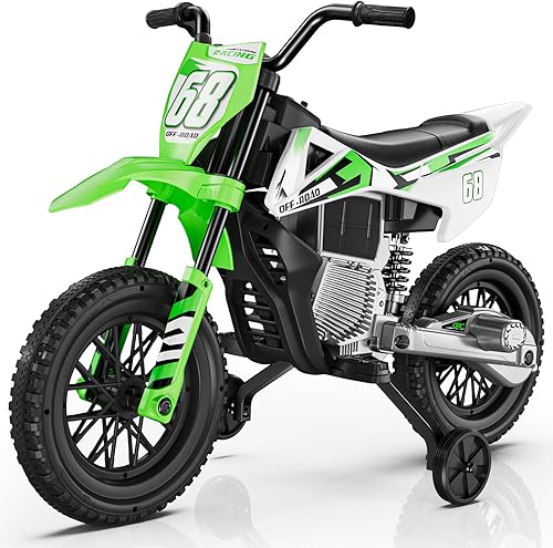Motocicleta S6 de 12 V para niños, moto de montar de 2 x 25 W, equipada con ruedas de entrenamiento de seguridad, puño del acelerador de