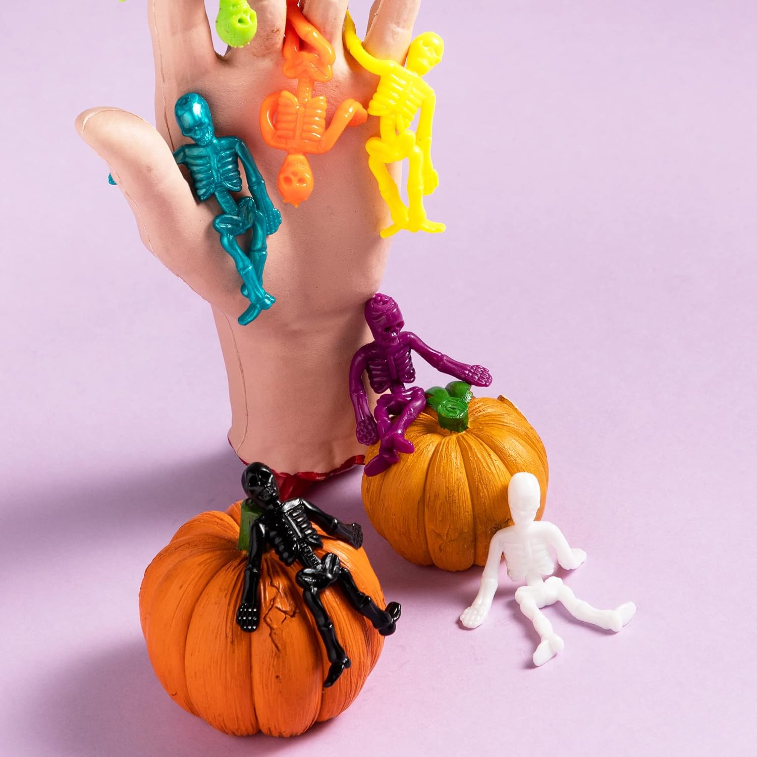JOYIN 108 PCS Halloween Stretchy Skeletons, Halloween Sticky Hands Toys Bulk for Halloween Party Favors Decorations, Kids Student School Classroom Favors, Carnival Game Prizes, Goodie Bag Fillers image 4