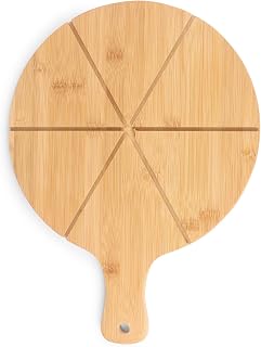 MERISH Pizza Peel 12 Inch, Wood Pizza Board with Handle, Round Pizza Paddle with Cutter, Pizza Cutting Board for Cheese Br Price In India