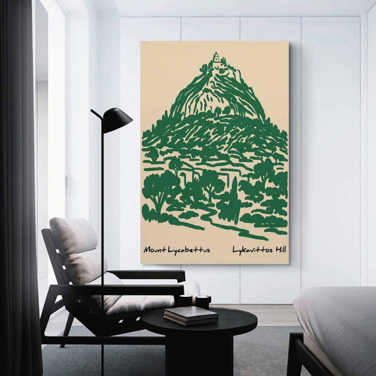 Junmoney Room Decor Wall Art Mount Lycabettus Sketch, 24x36inch(60x90cm), for Wall Displays, Bedrooms Or Room Updates, A Versatile Canvas Print for Layering