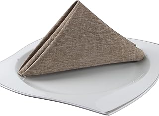 Sponsored Ad - youngseahome Cloth Napkins 17 x 17 Inch Solid Faux Linen Fabric Dinner Napkins with Hemmed Edges, Washable ...