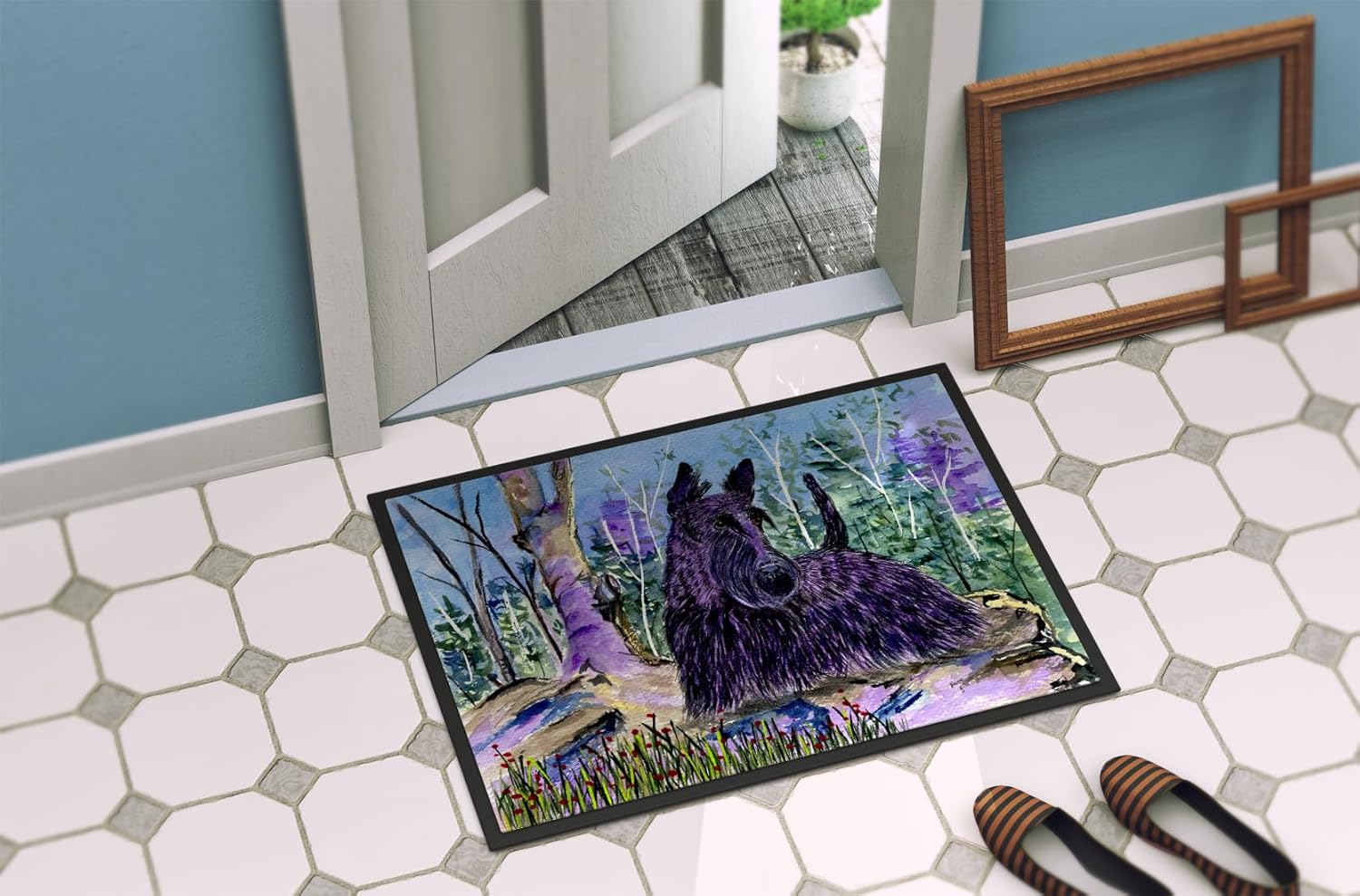 Caroline's Treasures SS8666MAT Scottish Terrier Doormat 18x27 Front Door Mat Indoor Outdoor Rugs for Entryway, Non Slip Washable Low Pile, 18H X 27W