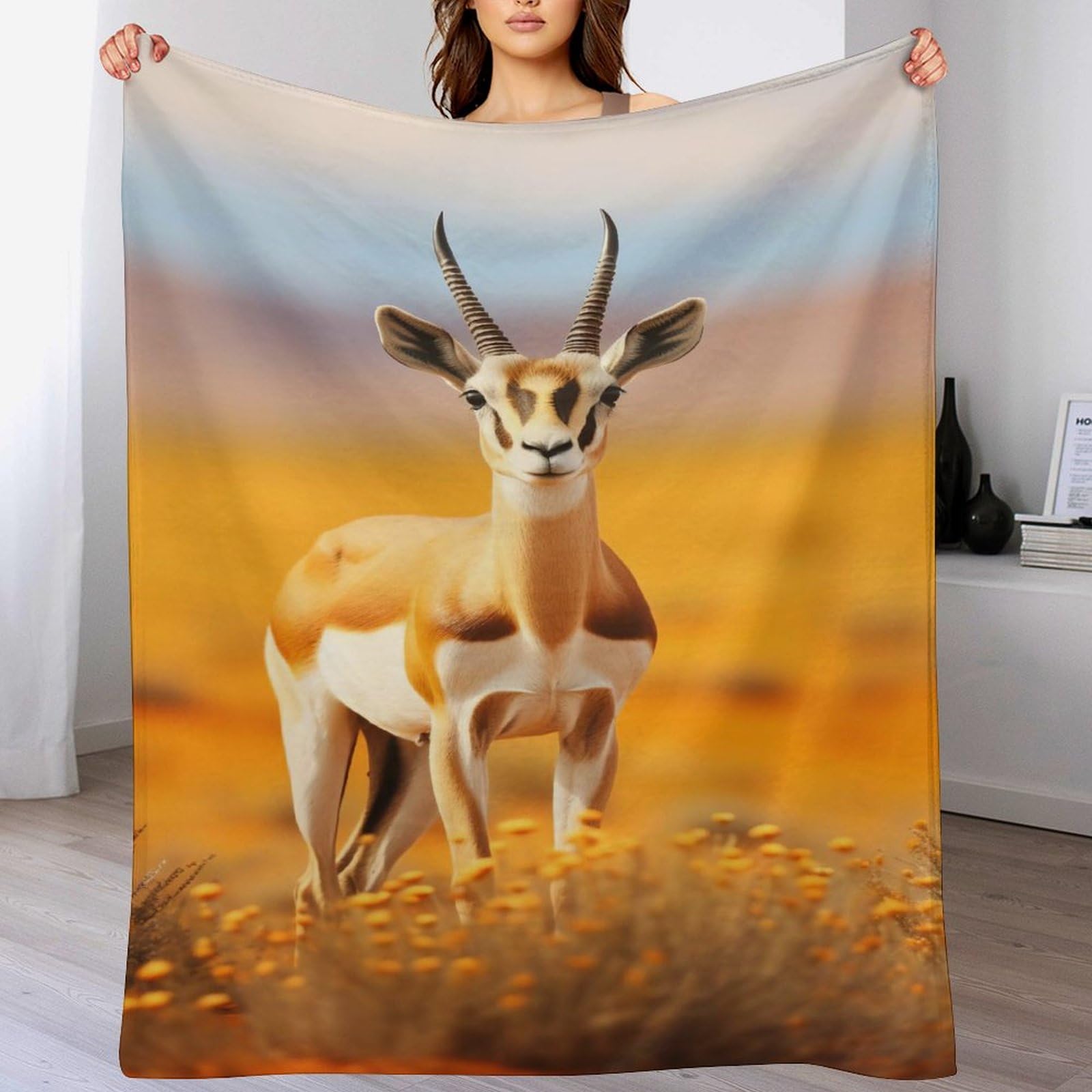 Couverture de lit flannel douce chaude Antilope Plaid 180x200cm