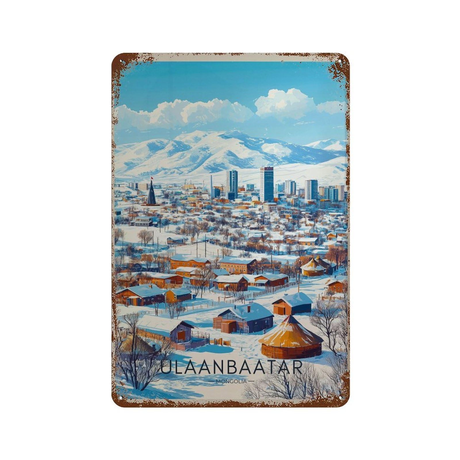 xiaoxiaoshen Ulaanbaatar Mongolia Travel Asia Wall Decor Art Metal Tin Poster Modern Home Decor Art Home Bar Shop Decorations Vintage Sign 30x20cm