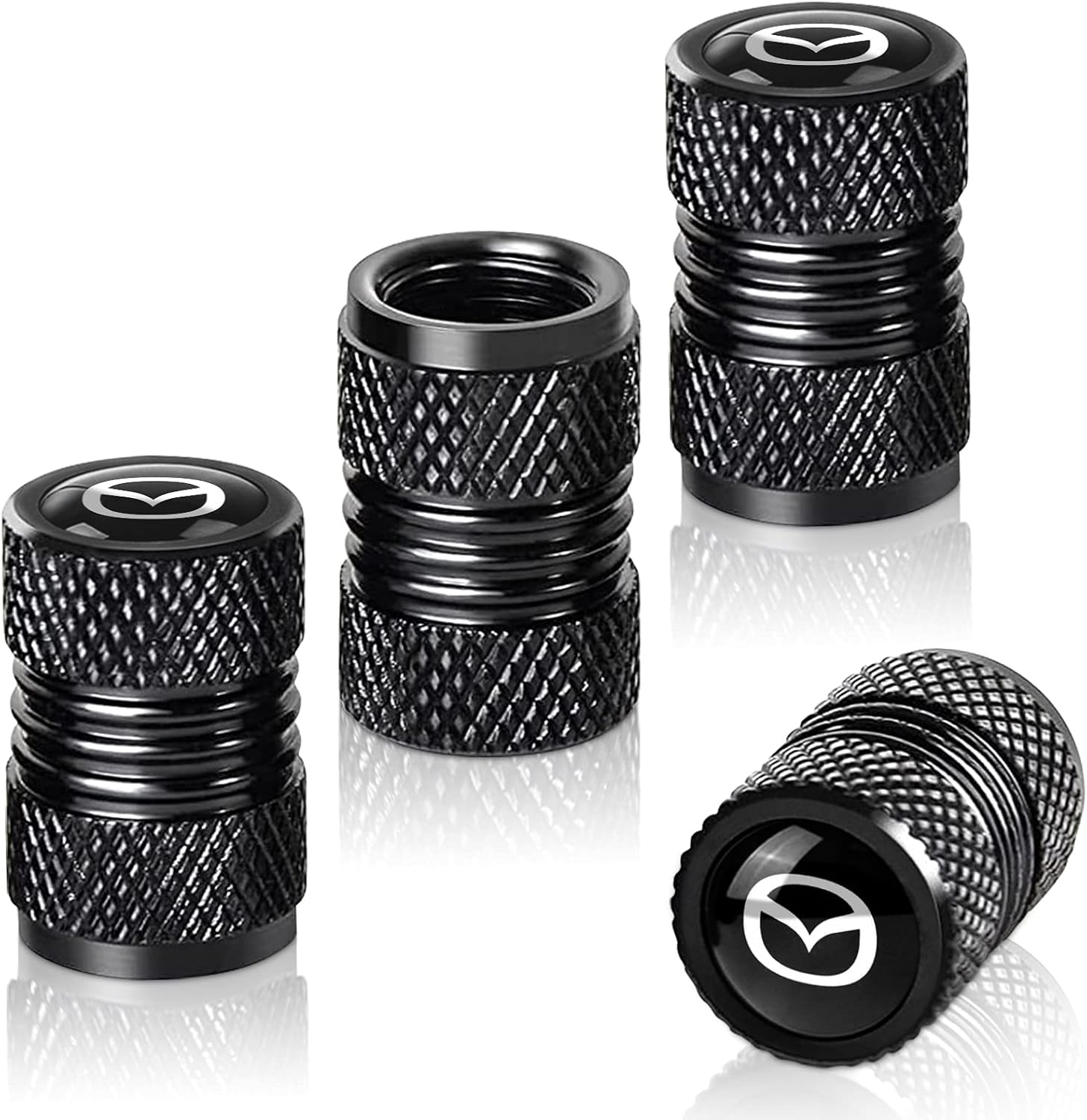 RocarKB 4 Pcs Black Metal Car Wheel Tire Valve Stem CoverAuto Valve