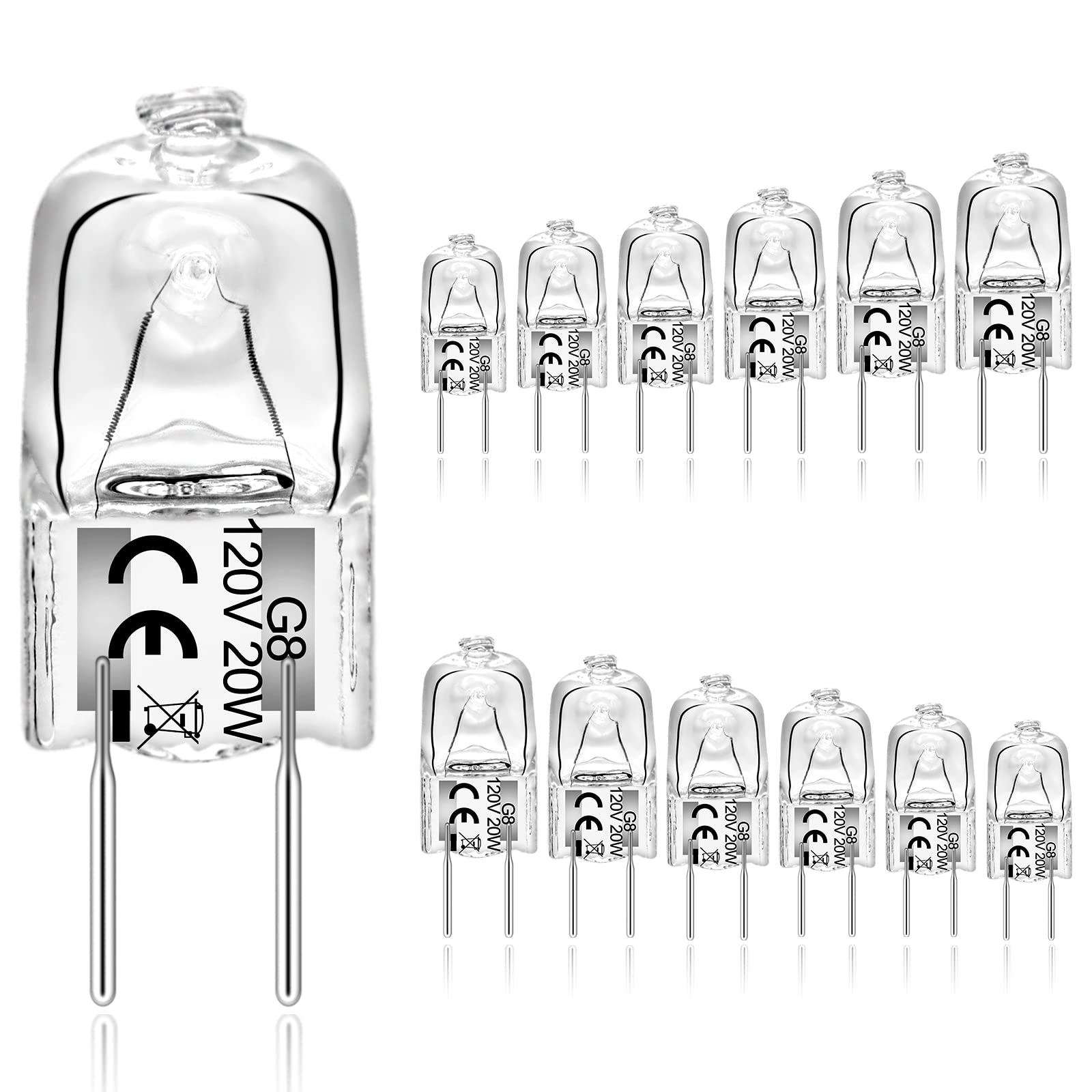 Jaenmsa Halogen G8 Light Bulbs, 12 Pack 120 Volt 20 Watt Halogen Bulb 2