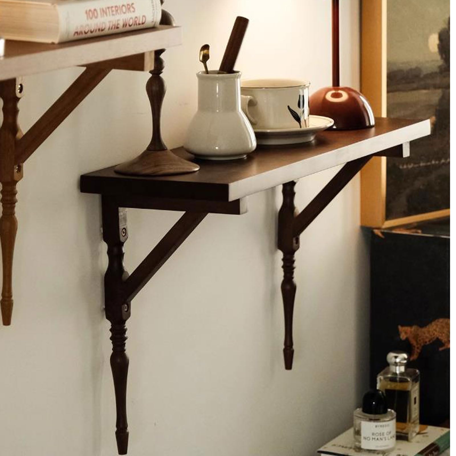 Estante Flotante rústico Estantes flotantes Estante de Pared Colgante(Walnut Color)