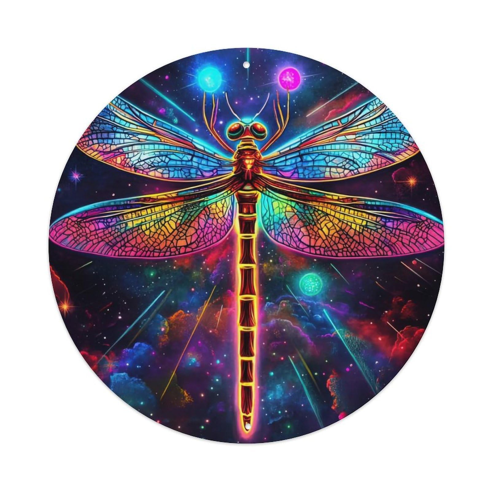 Animal Artwork Dragonflies in The Universe Vintage Metal Tin Sign Plaque Wall Decor for Cafe, Club Bar, Office, Garden Metal Poster 8x8Inch