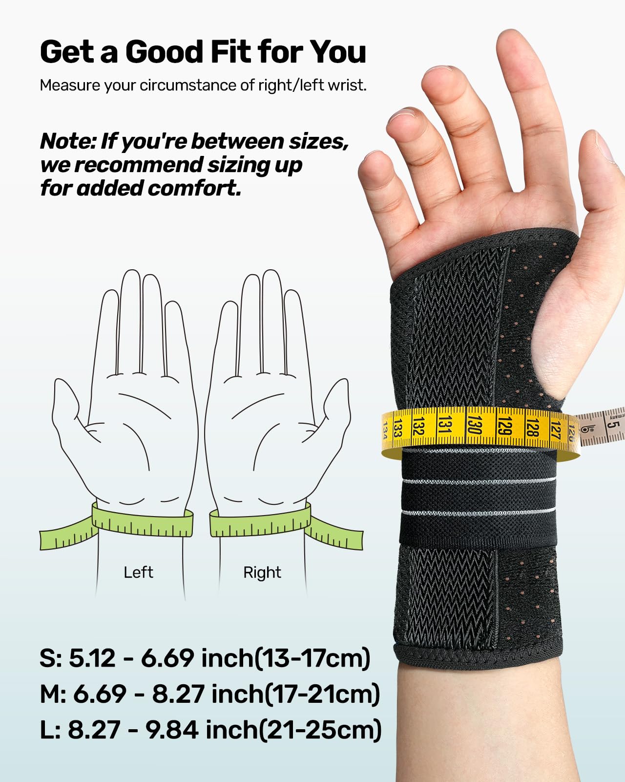 Rakiie 2 Férulas de Muñeca para Túnel Carpiano, Soporte Nocturno Ajustable con 3 Férulas Metálicas, sin Presión en el Pulgar, Unisex para Mano Izquierda/Derecha, Gris Talla M