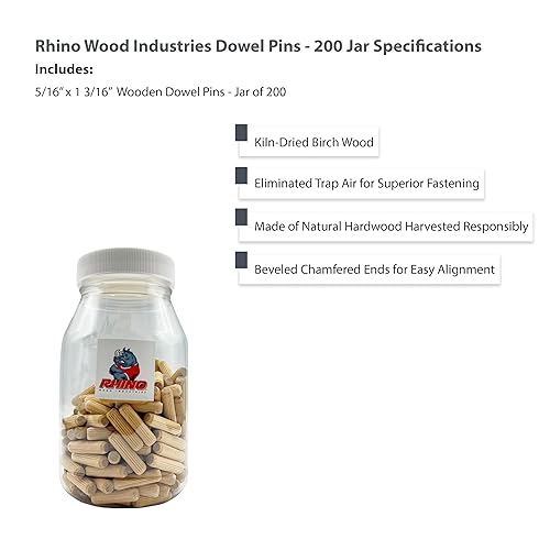 Miniatura 9 de Paquete de 100 pasadores de madera de 14" x 1" de madera seca al horno, estriados y biselados, hechos de madera dura