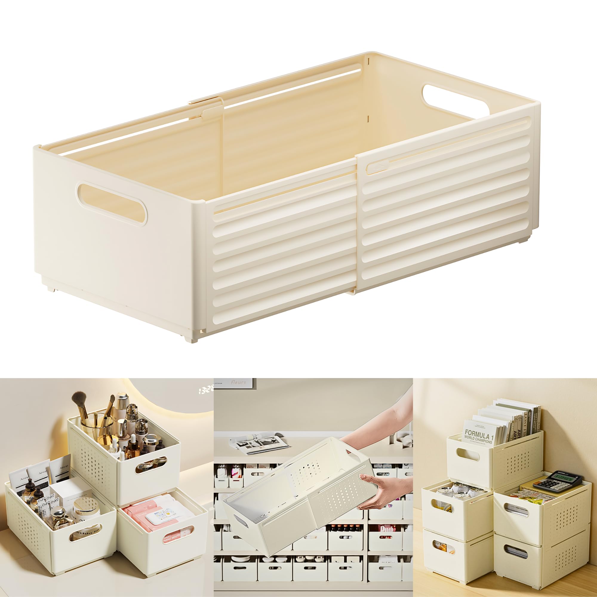 HomeEssentials Wardrobe Organizer for Clothes-3 Piece Foldable, Stackable Drawer Organizers | Space Saving Cupboard Organizer for Clothes | Pull Out Drawers for Kitchen Cabinets |Large Shelf Organizer (B0D4F27SBQ) Amazon Price History, Amazon Price Tracker