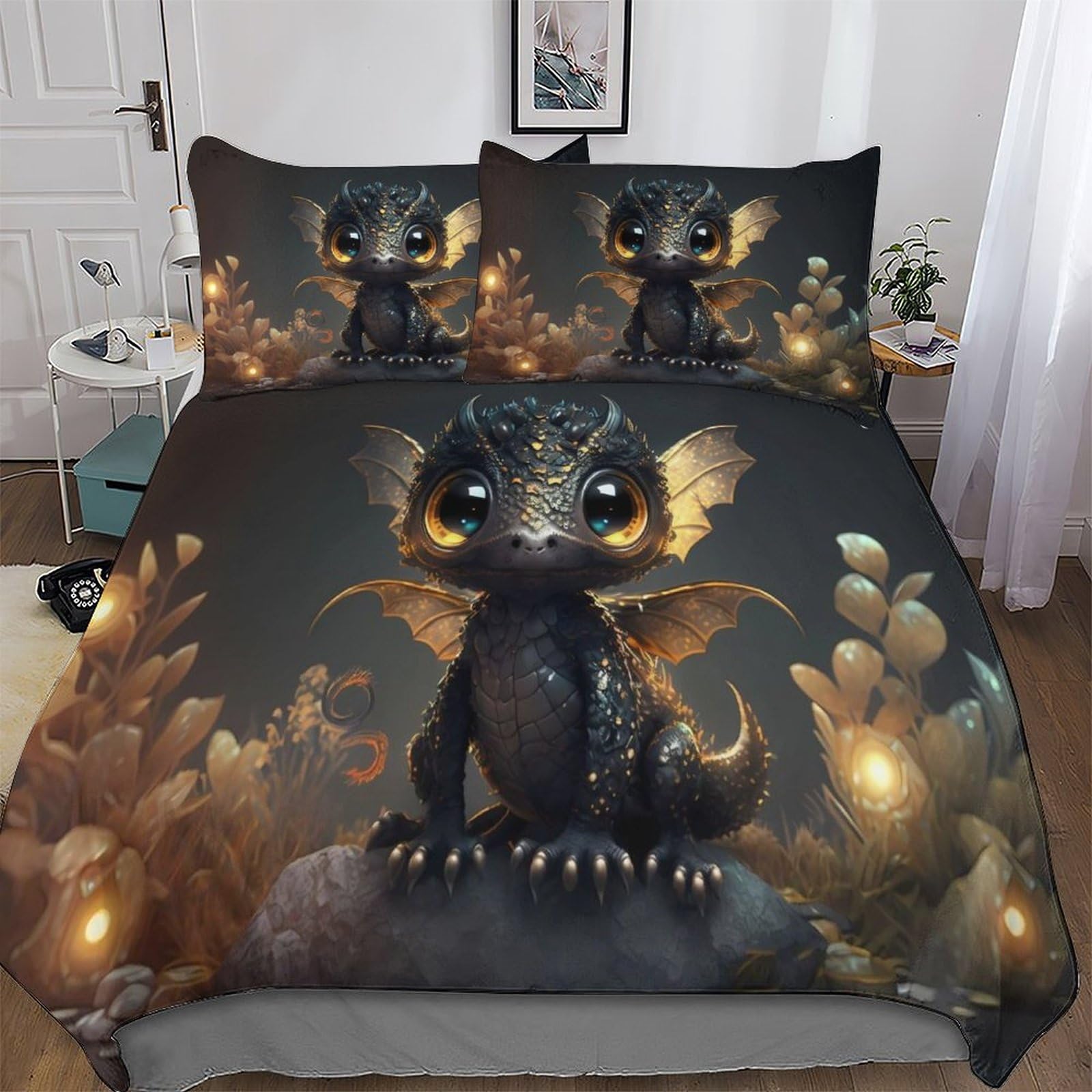 Housse de couette dinosaure parure de lit double 200x200 enfant