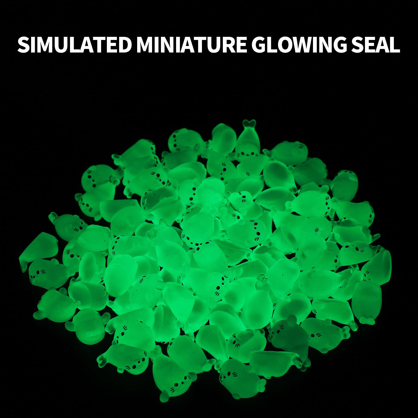 Lyreh 100pcs Glow in the Dark Mini Seal Figurines, Luminous Miniature Resin Sea Animals Tiny Small Seal Toy for Fairy Garden & Fish Tank Decor Dollhouse Accessories - Image 3