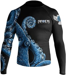 Raven Fightwear Men's Kraken Octopus IBJJF Approved Rash Guard White