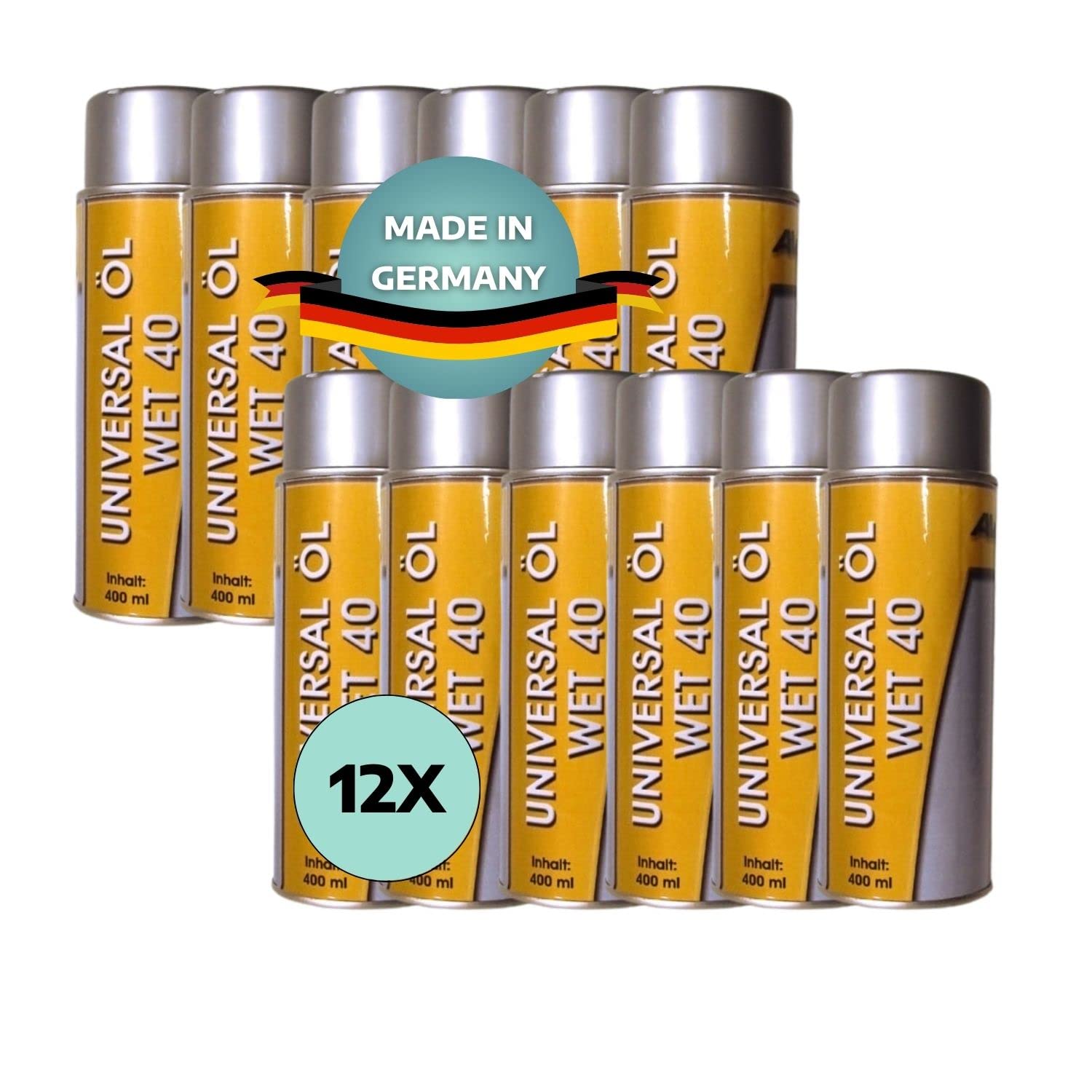 Universalöl WET 40 400 ml I 12 Dosen Universal Öl-Spray I Baustellen-Öl silikonfrei I Rostlöser-Extrem Kontakt-Spray Korrosionsschutz-Spray Kettenöl u.v.m. I Baustellen-Zubehör
