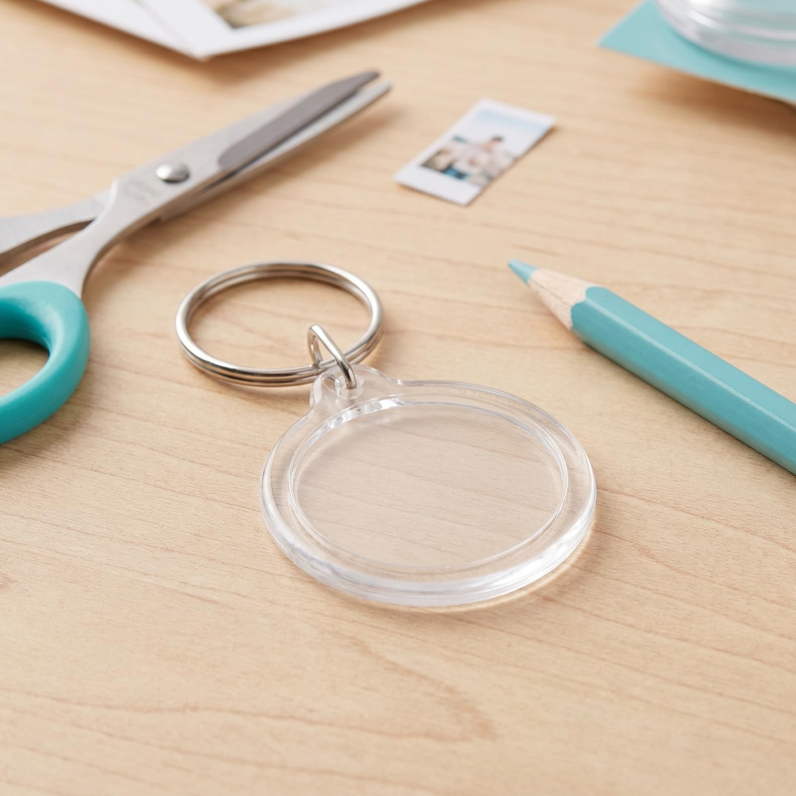 BESTOYARD 150 Stück Runder Einfach Anzubringen Acryl Schlüsselanhänger mit Metallring Kristallklare Anzeige für Persönliche Fotos als Selbstgemacht Bastelzubehör oder Reiseaccessoire