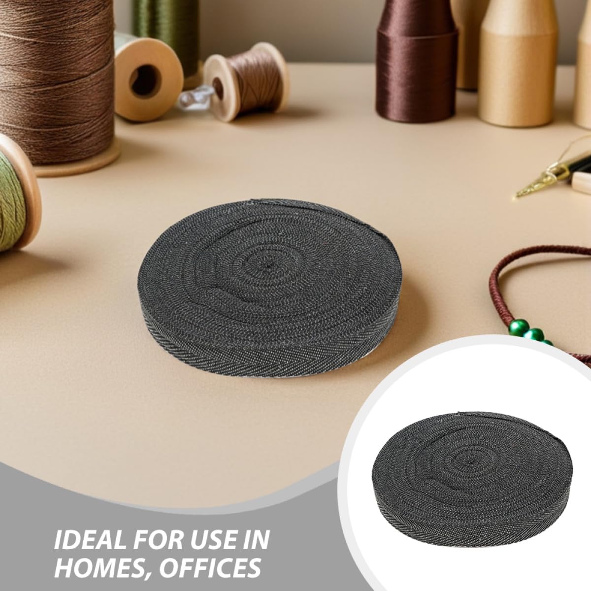 DECHOUS Ruban de Biais en Coton 1 Rouleau 30 MM pour Tapis Tufté Bande de Finition Anti-Effilochage Sangle Couture Solide pour Décoration et Loisirs Créatifs