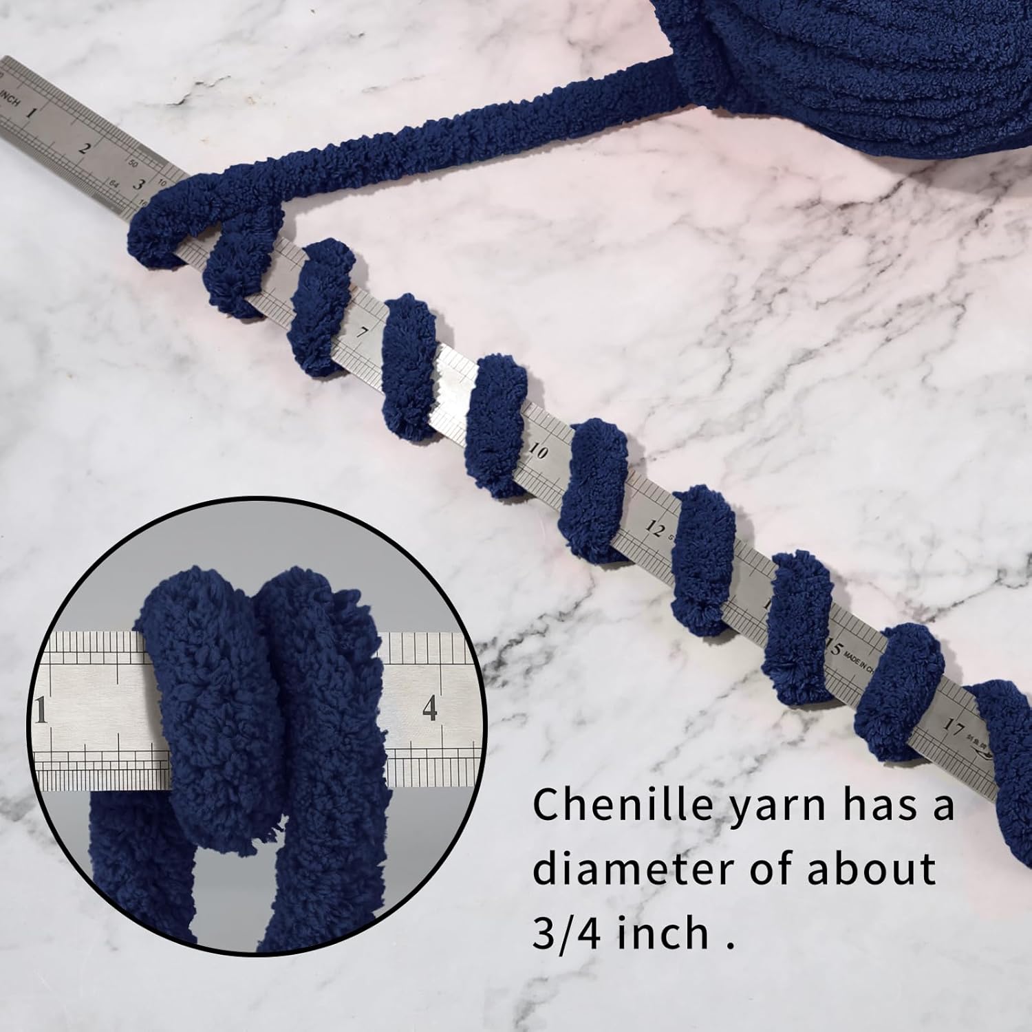 Navy Chunky Yarn Soft Thick Fluffy Jumbo Chenille Yarn for Luxurious Blankets, Throw, Home Decor - for Arm Knitting, Crochet & Knitting Projects (4-Pack/2.1 lb, 132yds)