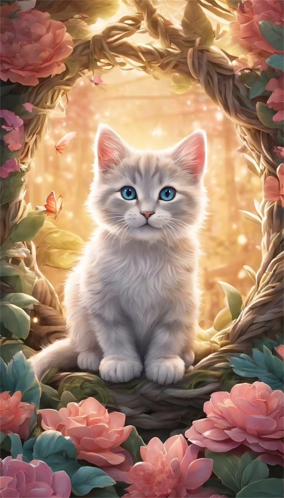 Amazon | ダイヤモンドアート キット 5D 猫の花ダイアモンドビーズ