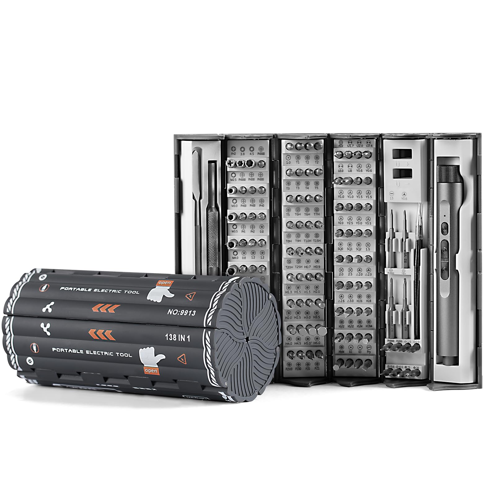 VMAN Electric Screwdriver Kit 138 in 1 Precision Electric Screwdriver 120 S2 Metal Magnetic Bits LED Light 3