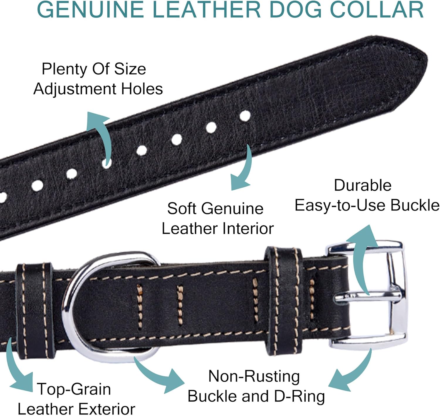 Soft Leather Dog Collar, Dog Collars for Small, Medium and Large Dogs, Durable Heavy Duty Dog Collars