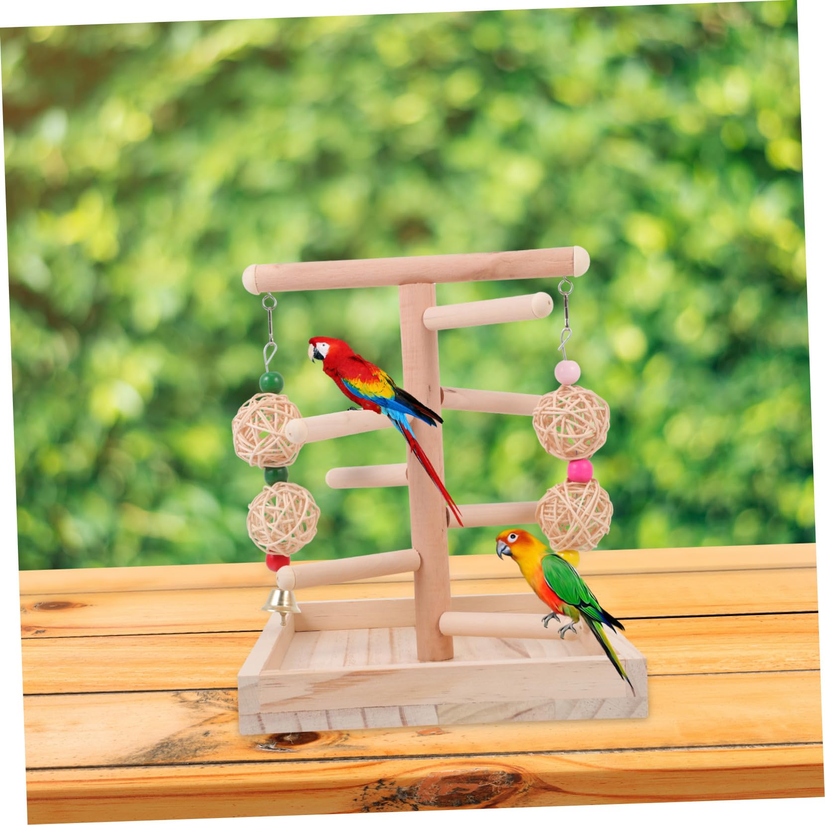 HANABASS Supporto per Uccelli in Legno Naturale Rametto da Arrampicata e Gioco per Pappagalli Scala e Posatoio Antiscivolo per Voliera Accessorio Sicuro per Mantenere Becco e Artigli in