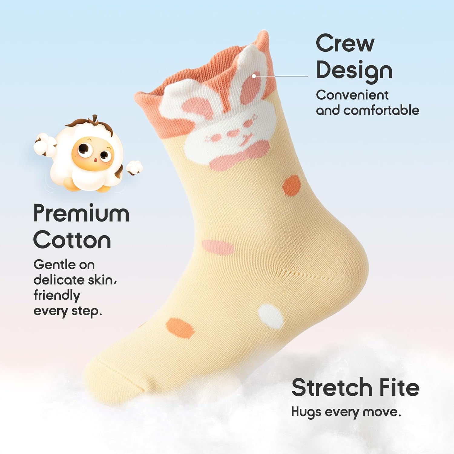 Balabala 4 Pack Toddler Crew Socks Boys Girls Baby Infant Cotton House Socks for 3 Months-7 Years Comfort Soft Seamless