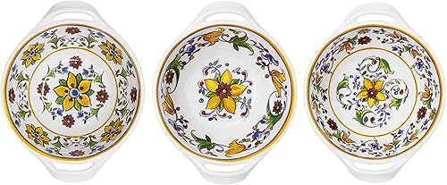 Le Cadeaux Juego de 3 mini cuencos con mango de melamina de 6 pulgadas, Capri