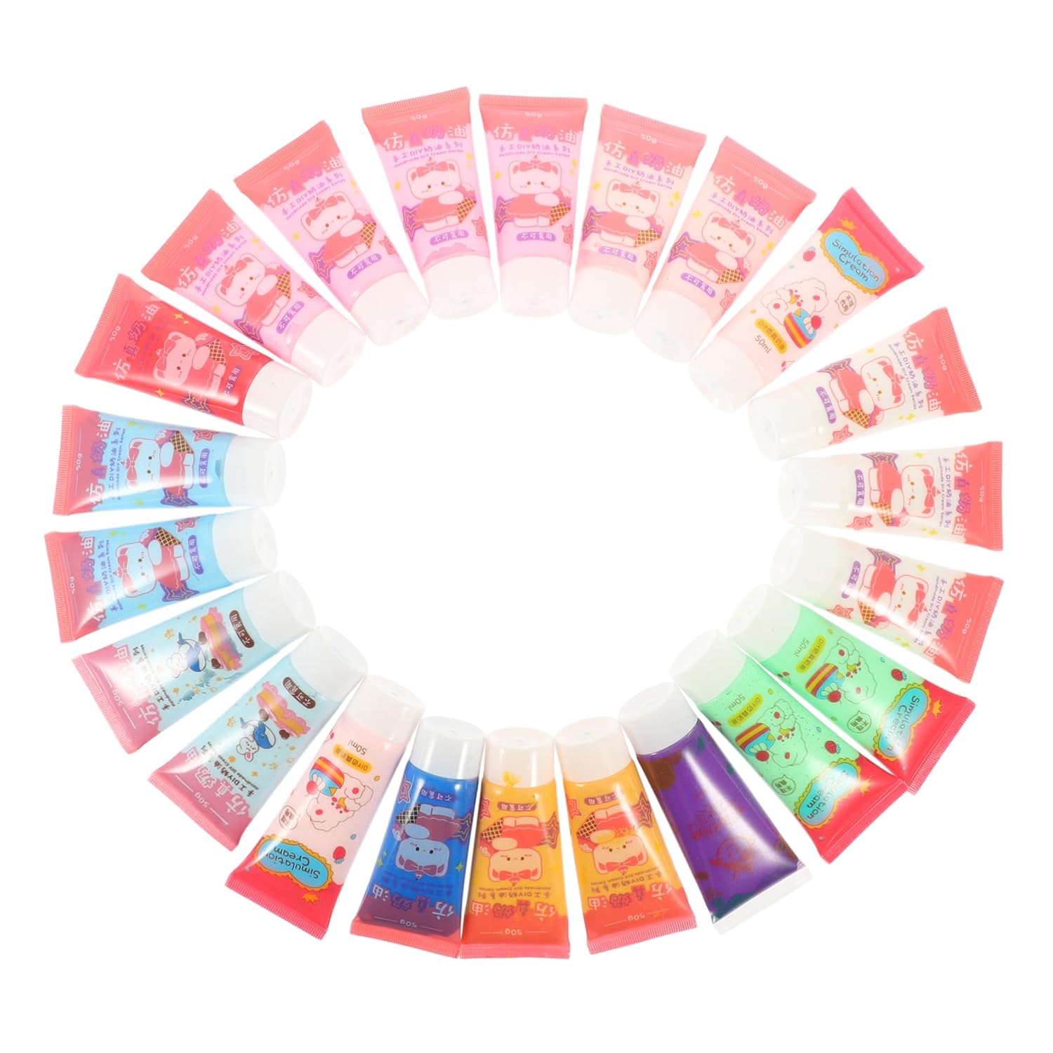 Generic 22pcs Kawaii Simulation Cream Glue Phone Case DIY Decoration Bottles Two Nozzle Types Random Colors Safe and Easy to Use Crafting Supplies