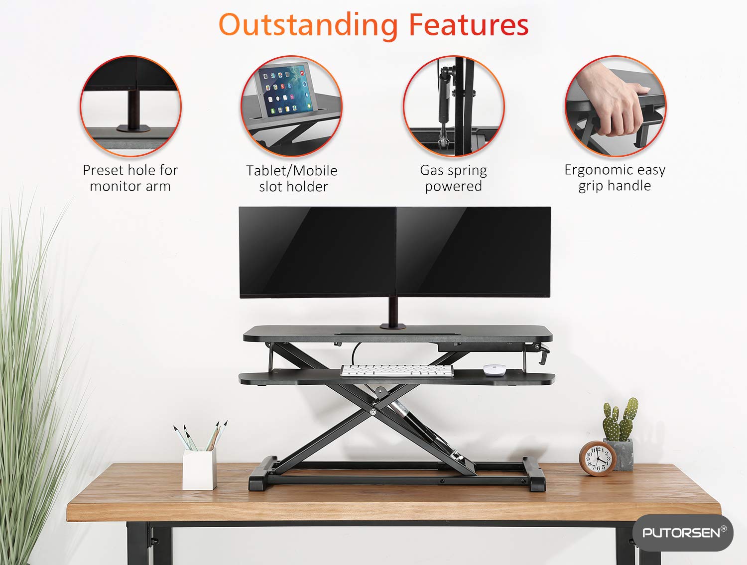PUTORSEN® Standing Desk Height Adjustable Sit Stand Desk Converter
