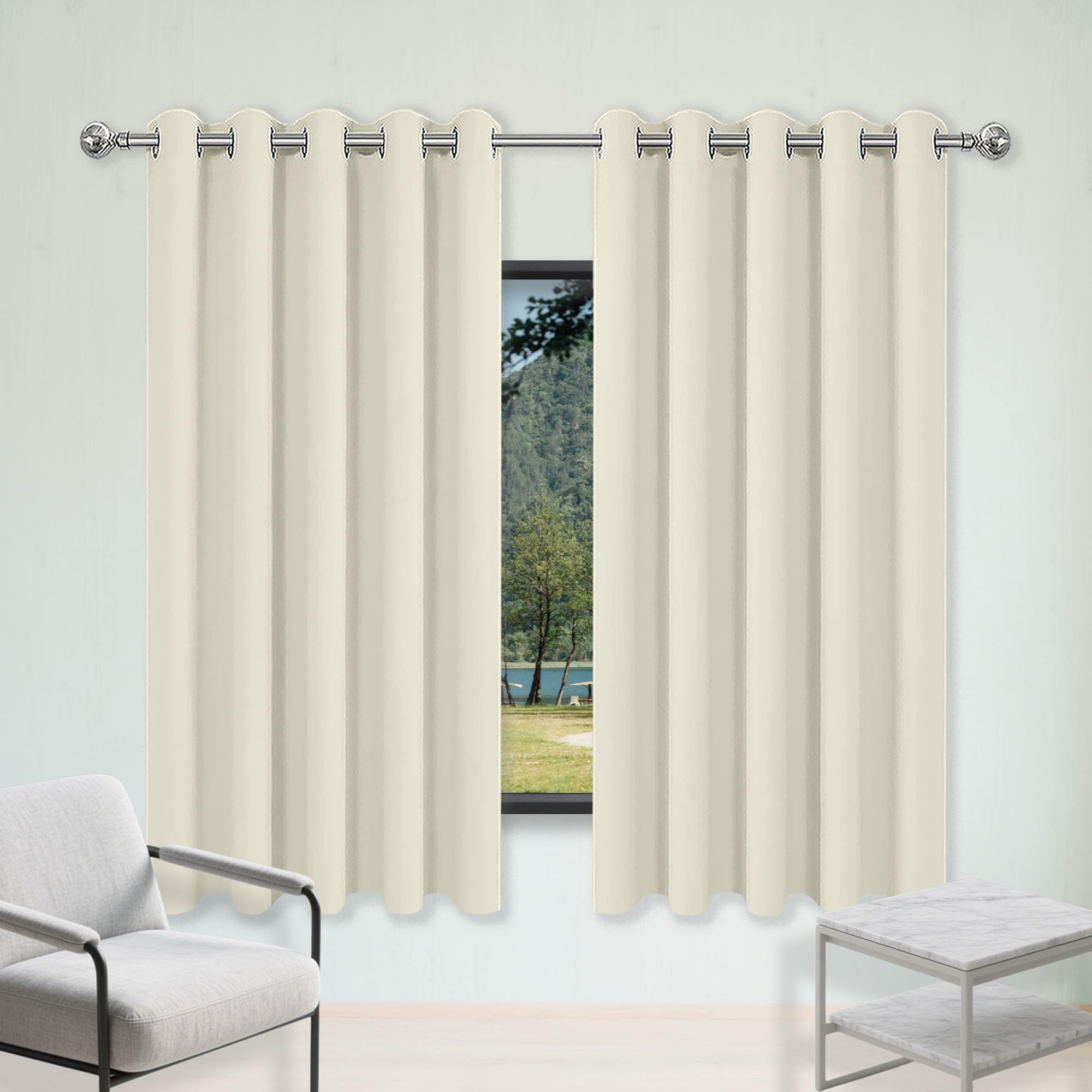 Rideau occultant à oeillets 270 x 310 cm beige rideau thermique de chambre adulte