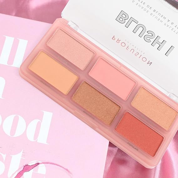 Profusion Cosmetics The Go Palette - Blush I, Long Lasting 6 Shade Face Blusher Gives Daily Glamorous Celebrity Look