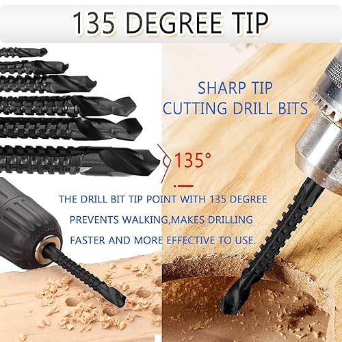 Miniatura 2 de Brocas helicoidales HSS con revestimiento de titanio, 0.118-0.315 in, corte lateral dentado, sierra en espiral, broca de taladro, herramienta para