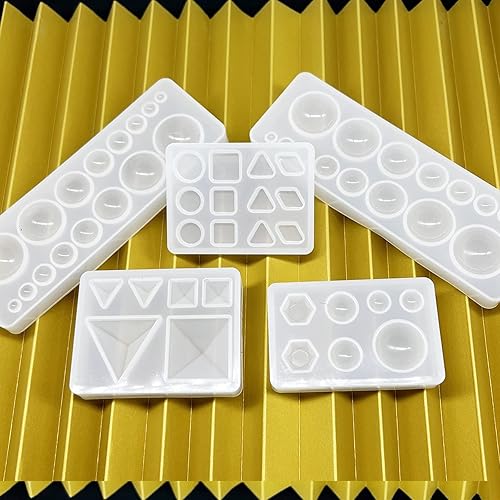 Miniatura 3 de Yayatty Moldes geométricos de silicona para fundición de resina, moldes de silicona con gemas de cabujón, molde hexagonal triangular para resina