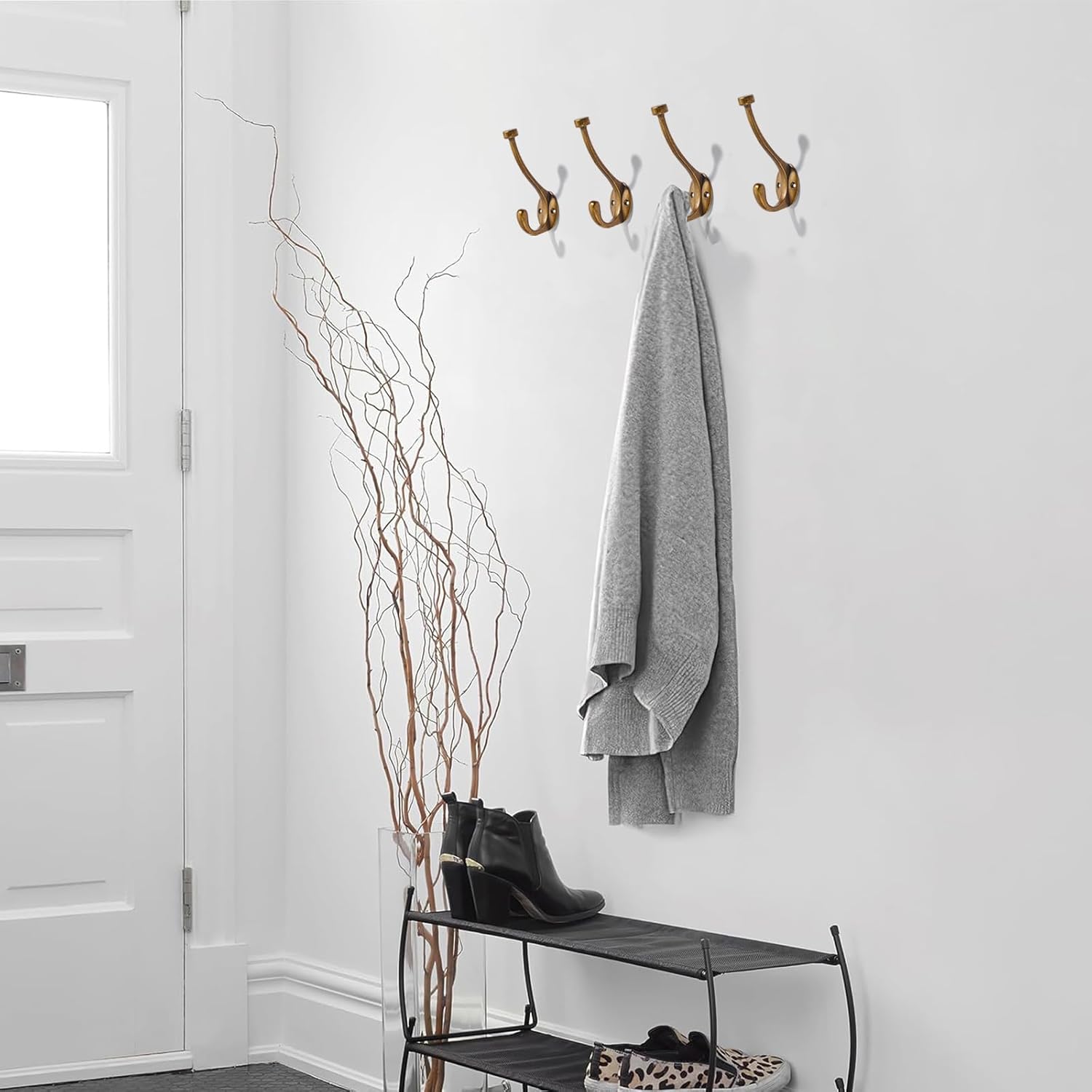 khtumeware The 3 Pack 5-1/2 inch Antique Brass Coat Hook zinc Alloy mudroom Hooks is Suitable for bathrooms, Behind Doors, bedrooms, and is a Towel Robe Hooks for Both Household and Commercial use