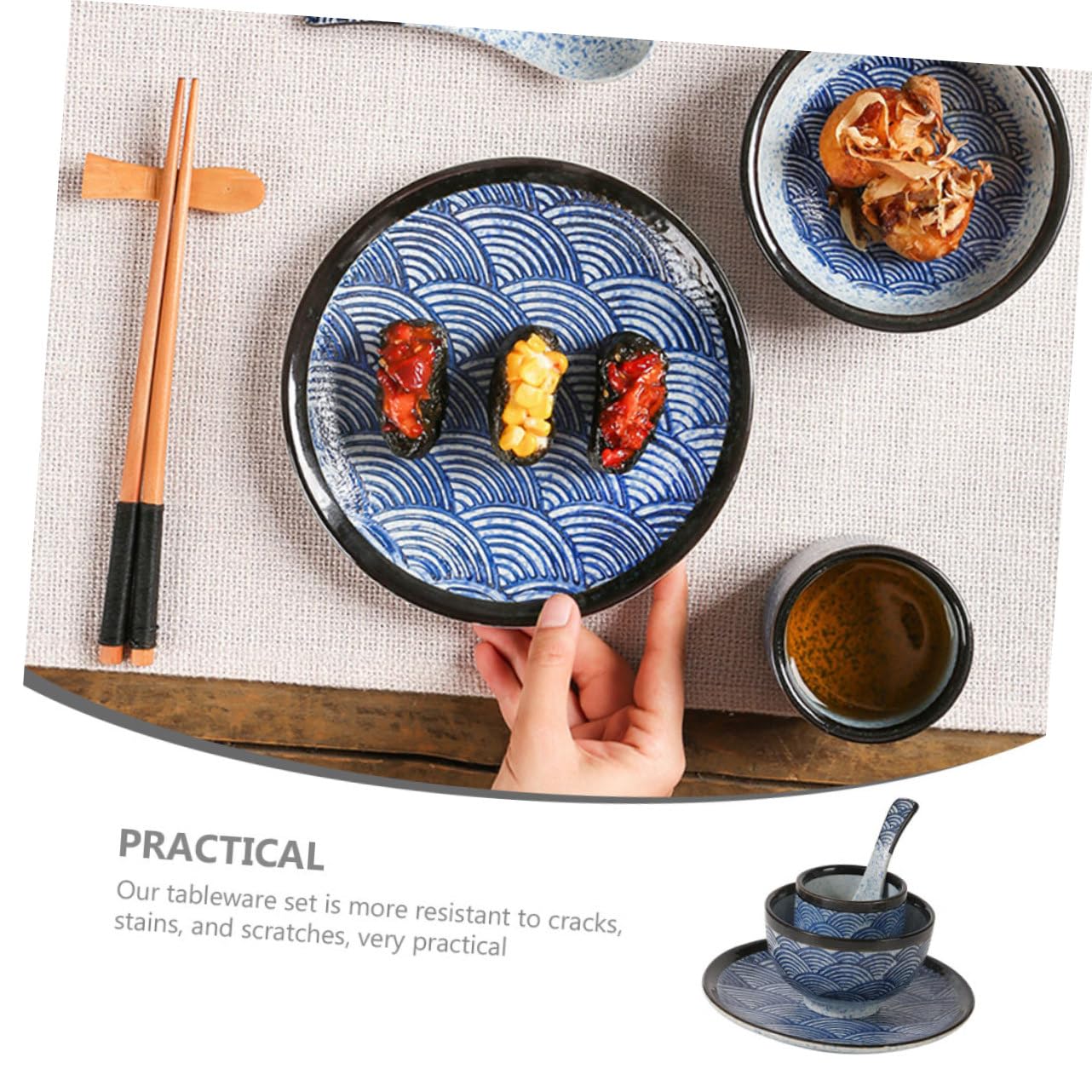 Service de Vaisselle en Céramique Japonaise, 1 Set 4 Pièces