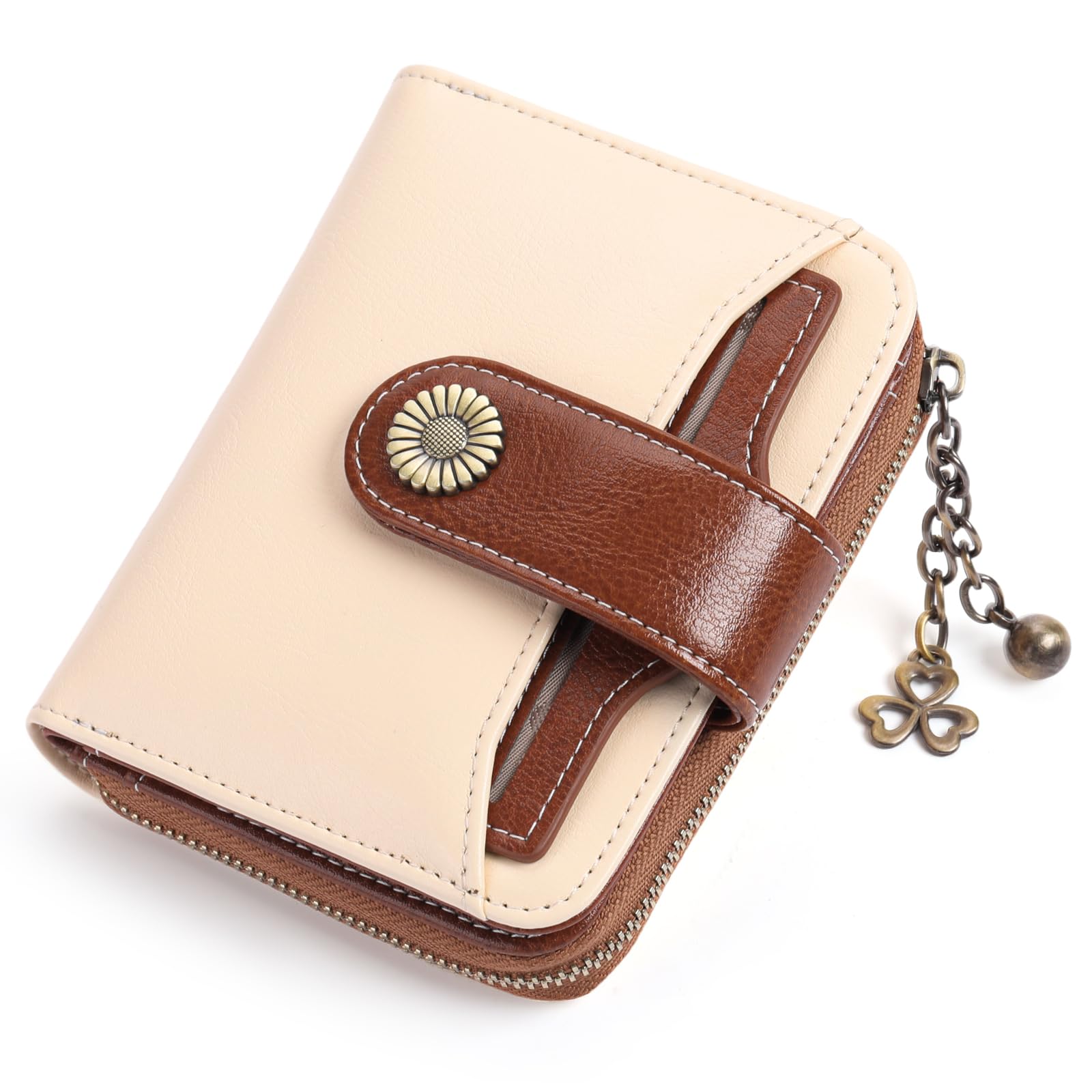 SENDEFN Women's Bi-fold Wallet, Genuine Leather, Popular, Stylish, Soft to the Touch, Genuine Product (Coin Pocket Included) RFID & Magnetic Skimming Prevention, Ca-Light Green