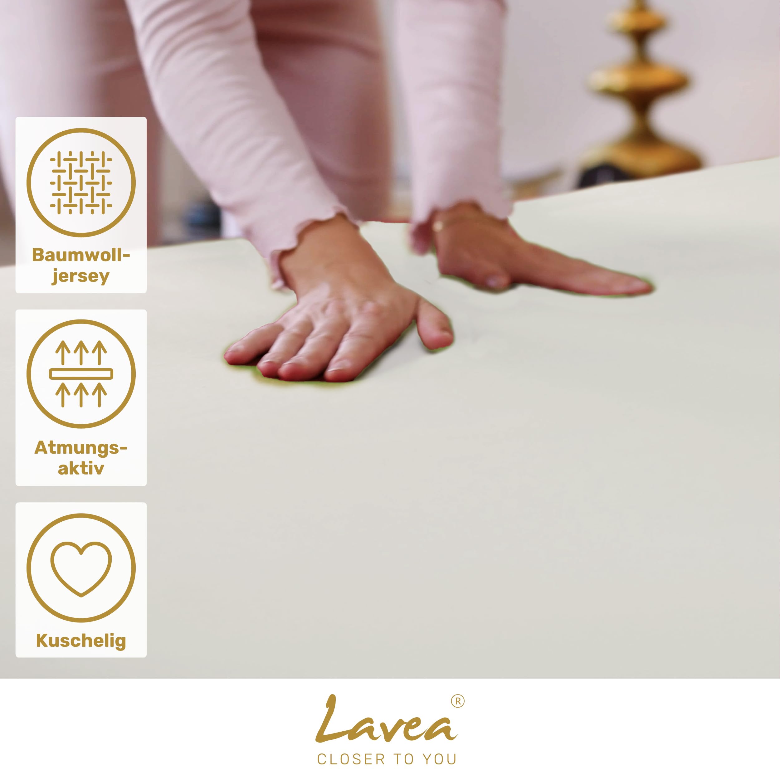 Lavea® 2er Pack Spannbettlaken 200x220cm – Creme Naturweiß | 100% Baumwolle – Für Boxspringbetten und Wasserbetten – Für Matratzen bis ca. 35 cm Höhe – Formstabil