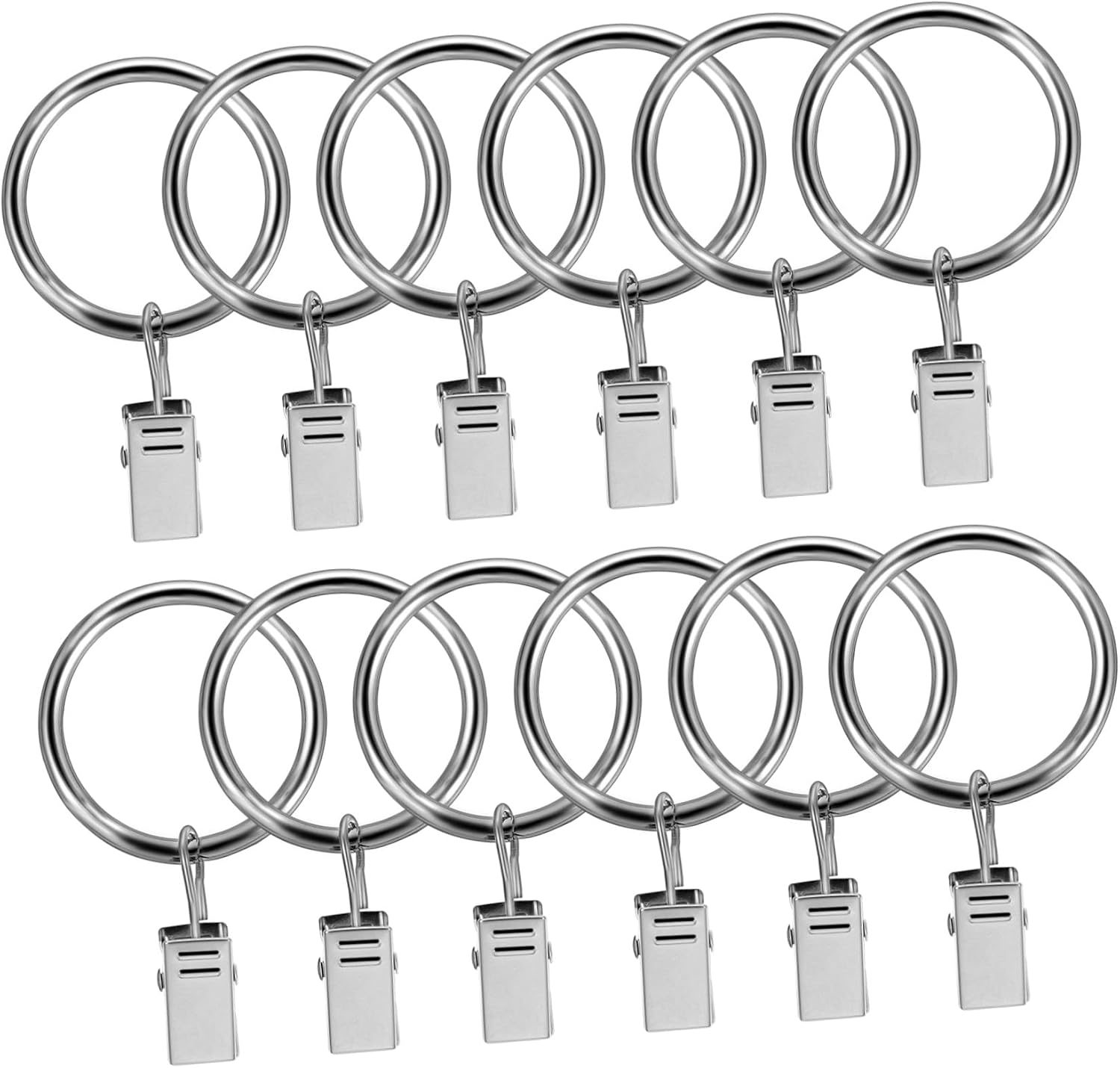 40pcs Metal Curtain Rings Shower Curtain Clips Clip Holders White Nickel Silver Inner Diameter