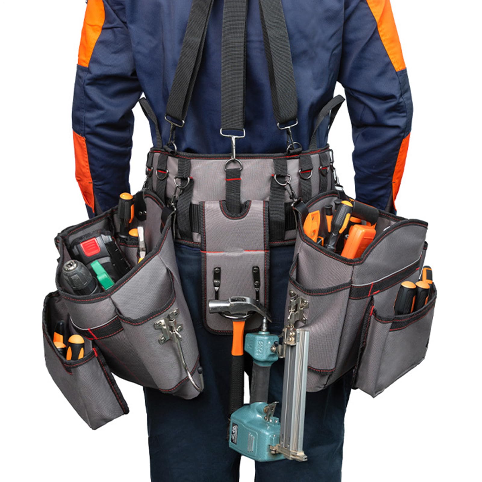 Cintura portautensili da carpentiere Gilet regolabile portautensili | Cintura portautensili organizer da uomo Per Carpentieri Elettricisti Lavori Di Costruzione Giardinaggio Esterno