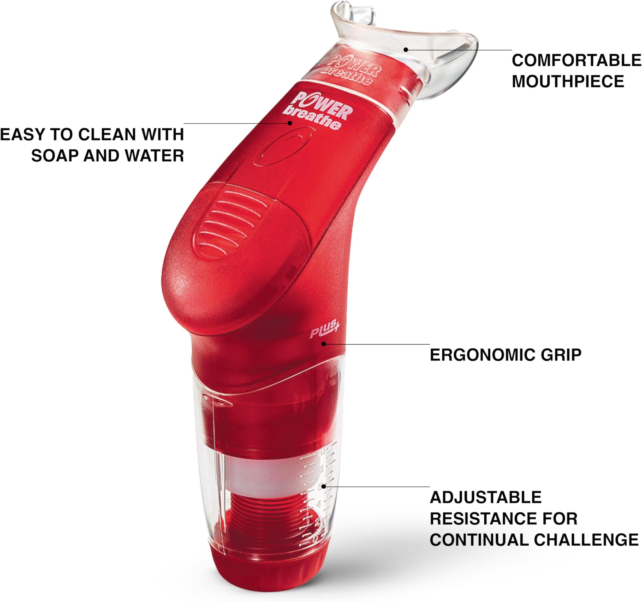 POWERBREATHE Plus Breathing Training Device, Red - Heavy Resistance
